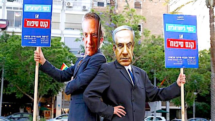 Gantz, Netanyahu masks