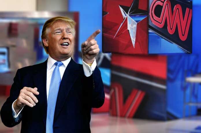 trump laughs at CNN fake news