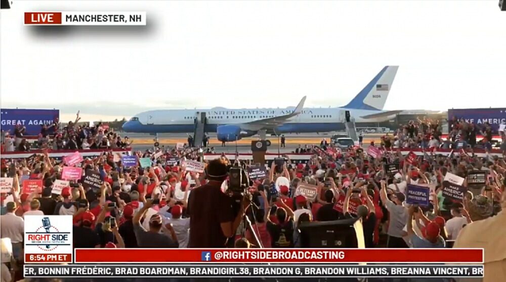 trump rally new hampshire airport august 2020