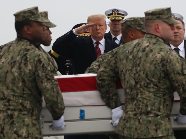trump soldier casket salute