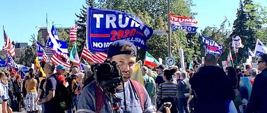 Montreal Canada: 100K march for freedom, chant 'USA', fly 'Trump 2020' flags, protest COVID-19 policies