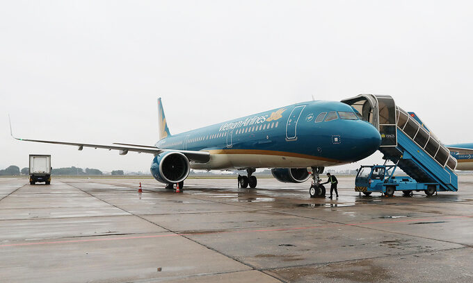 A Vietnam Airlines aircraft at Noi Bai International Airport in Hanoi, February 4, 2020