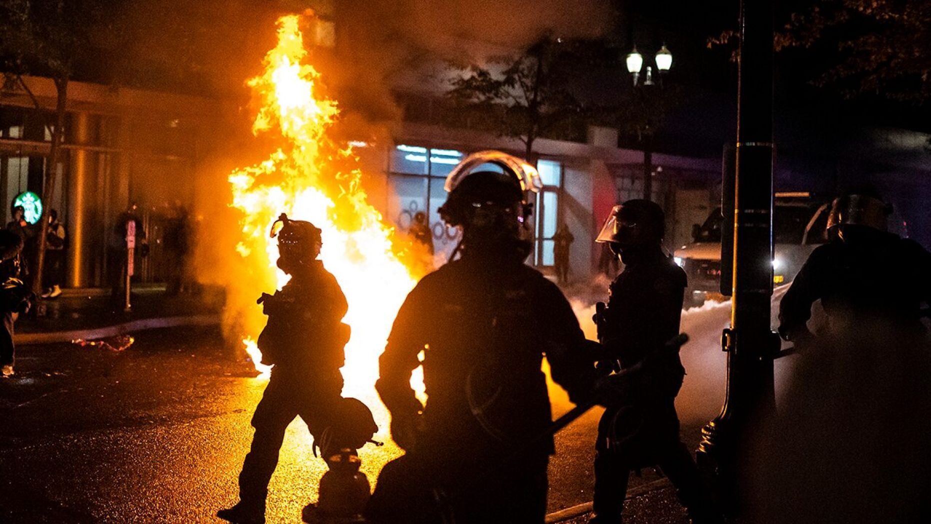 portland riots fire