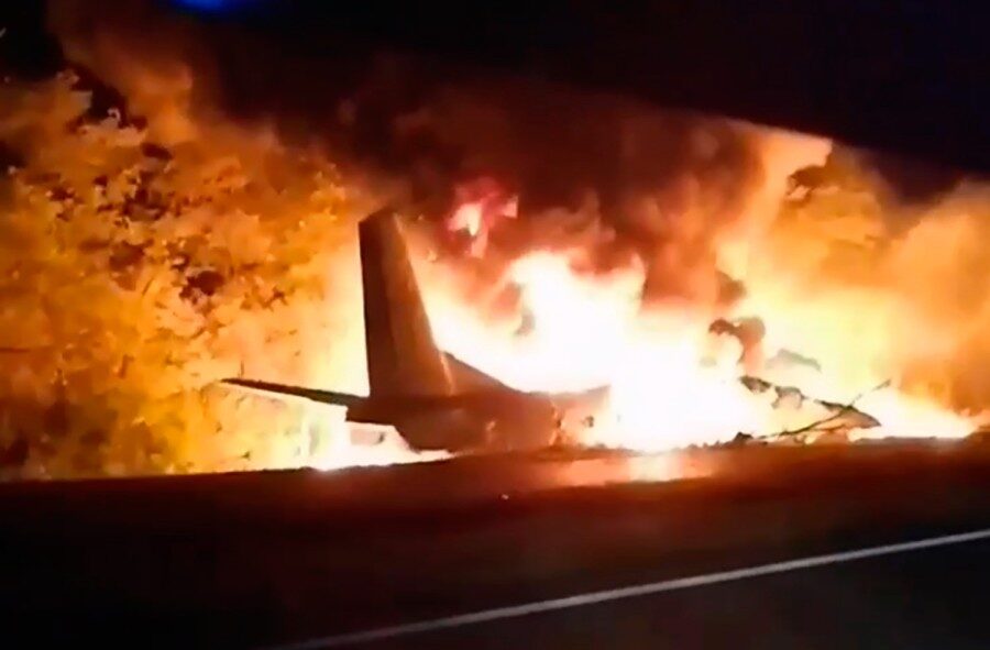 26 dead after Ukraine military plane crashes and bursts into flames