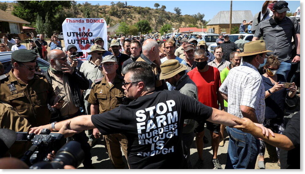 White farmer's brutal murder sends protesters & counterprotesters to