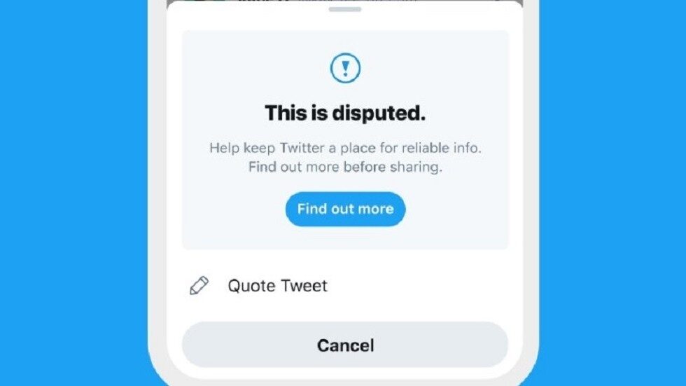 twitter disinformation warning screen censorship