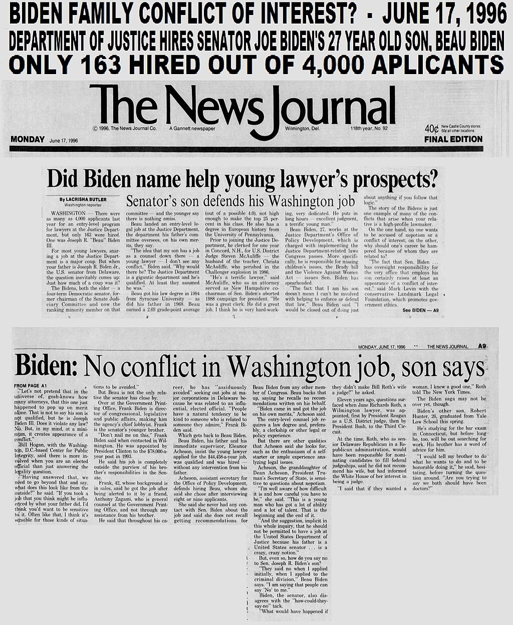 Joe Biden Beau nepotism job fraud