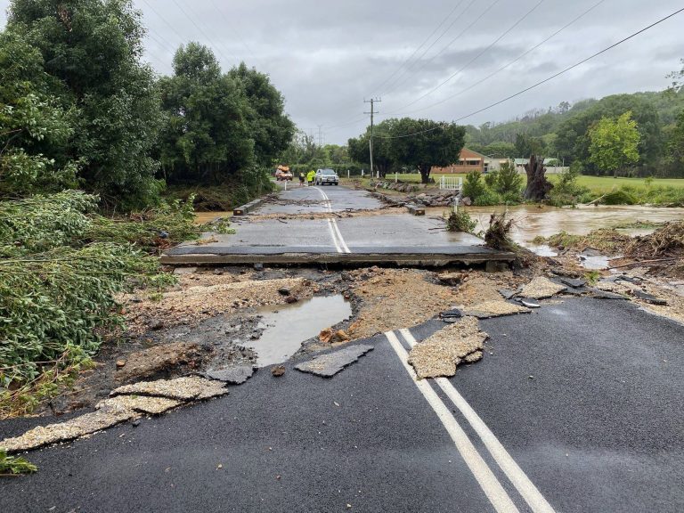 Flood damage in New South Wales, Australia, after torrential rain from 12 December 2020.