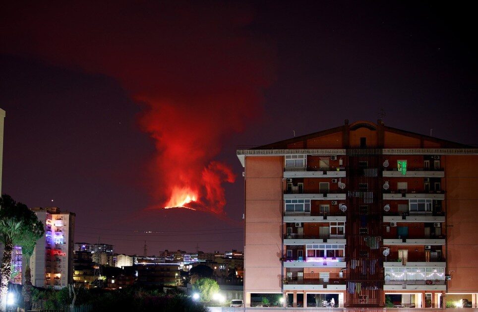 Click to enlarge Mount Etna has erupted for a second time