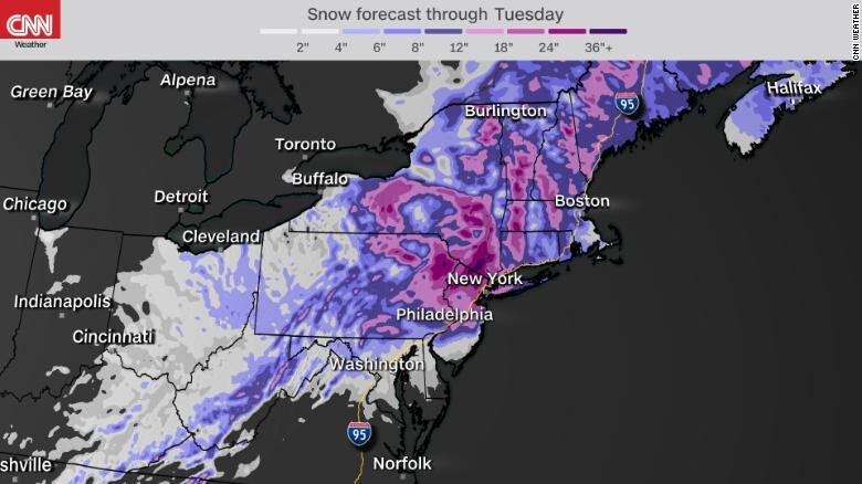 snow fall forecast northeast US february 2021
