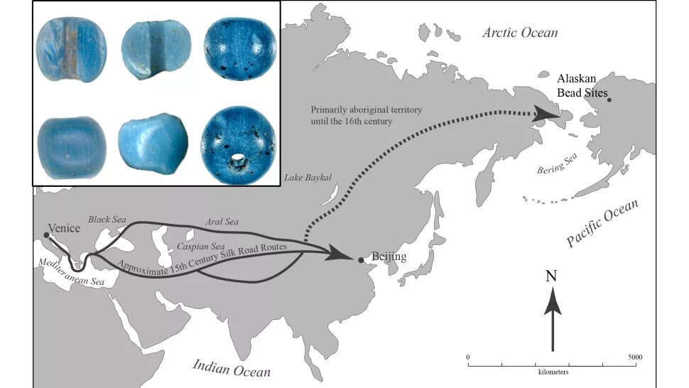 Ancient Beads and Possible Route from Europe