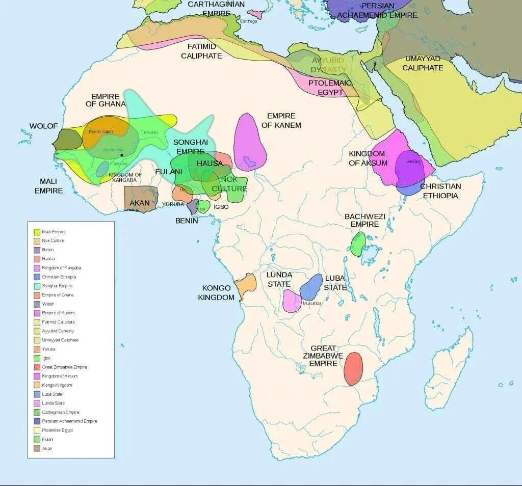 Diachronic map showing pre-colonial cultures of Africa