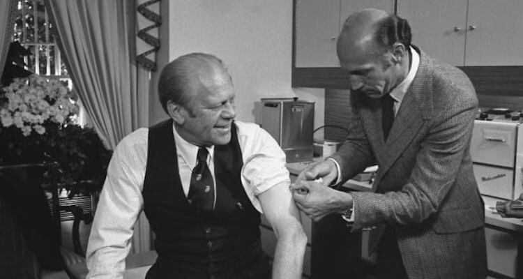Gerald Ford receiving vaccine