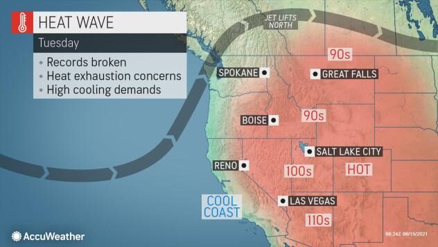 Click to enlarge jet stream heatwave western us june 2021