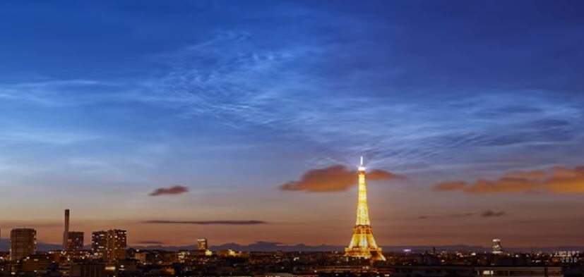 noctilucent clouds over Paris