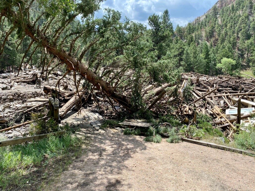 A mudslide triggered by heavy rain caused severe damage and loss of life in Colorado, 20 July 2021.