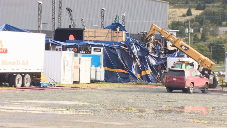 The Iceberg Alley performance tent near Quidi Vidi Lake in St. John's was extensively damaged in the early morning hours of Saturday by Hurricane Larry