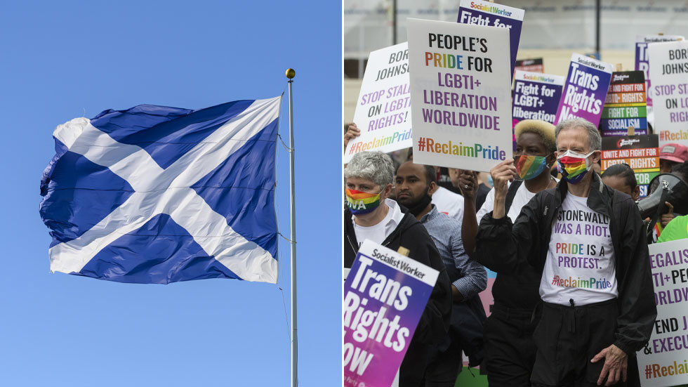 scotland flag lgbt protest