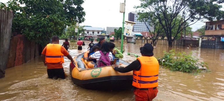 Flood evacuations in Jayapura City, Papua Province, Indonesia, January 2022.
