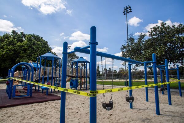 The playground at Lincoln Park is closed during the pandemic in Los Angeles