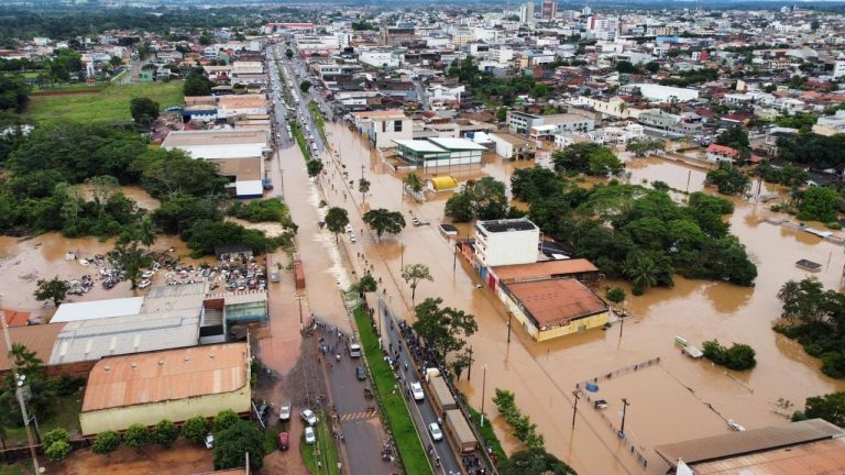 Floods Cacoal, Rondônia, Brazil 19 February 2022.