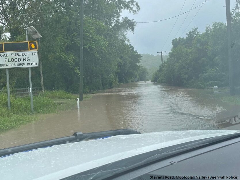 Flooded roads in Sunshine Coast, Queensland, Australia, 23 February 2022.