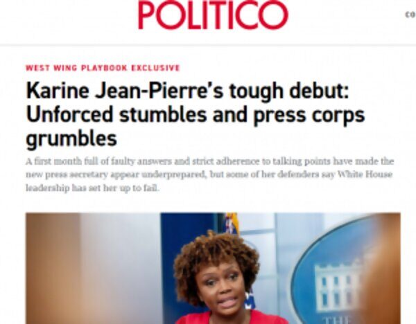 Karine Jean-Pierre politico headline diversity hire