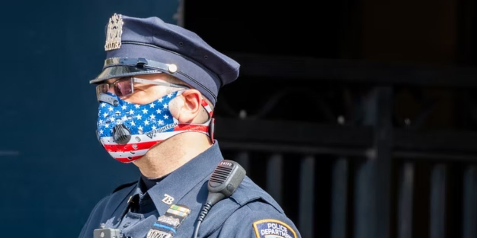 police cop mask american flag