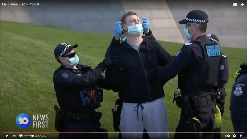 Click to enlarge Anti-lockdown protester Melbourne