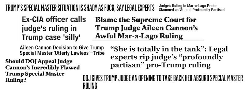 The not-terribly-varied press analyses of Judge Cannon’s ruling.