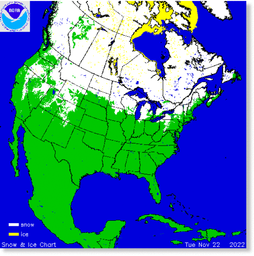 Snow cover across North America