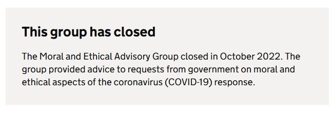 Moral and Ethical Advisory Group  closed britain