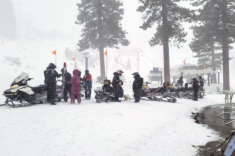 Rescues crews work at the scene of an avalanche at a California ski resort near Lake Tahoe on Jan. 10, 2024 in Calif.