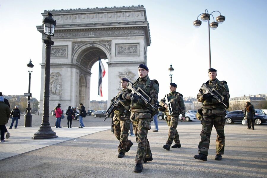 French soldiers patrolling Paris