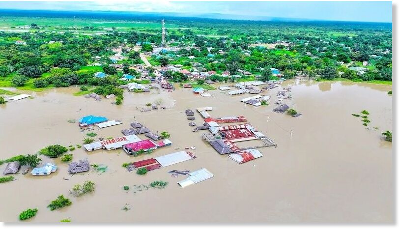 Some houses in Kanga, Kiegele, Kilindi and Nyandote areas at Chumbi ward in Rufiji district, Coast Region surrounded by water as captured yesterday
