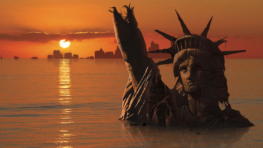 statue liberty underwater broken torch america hegemony end