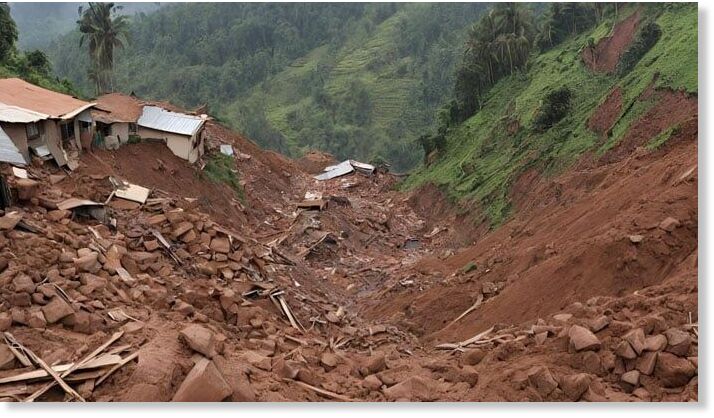 This picture shows the devastation after the landslide