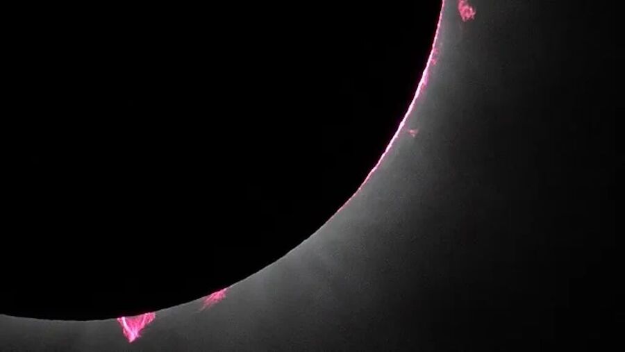 pink solar prominences eclipse april 2024