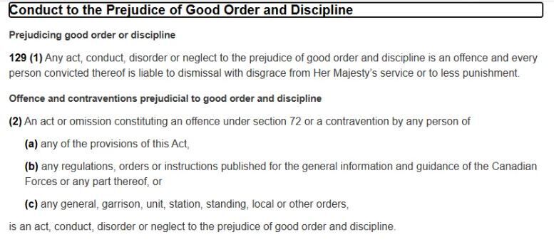 Conduct to the Prejudice of Good Order of Discipline