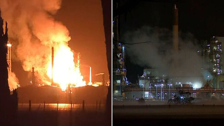 Click to enlarge fire australia oil refinery