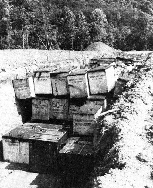 Radioactive waste in trench