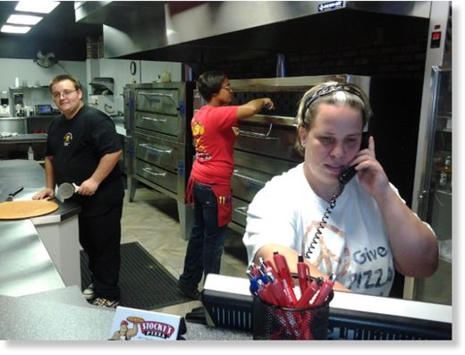 Staff at Stocky's Pizza