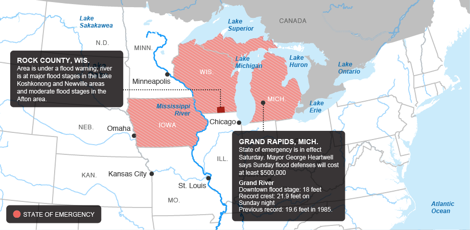 Midwest flood map