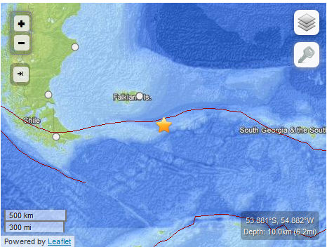 Click to enlarge Earthquake South Atlantic Ocean