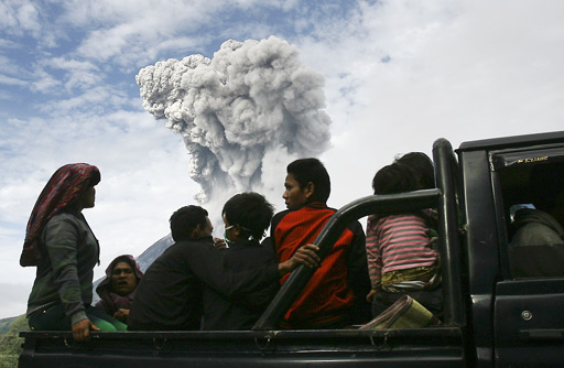 Mt. Sinabung, Indonesia erupting