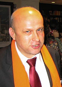 Oleh Rybachuk wearing the sash handed out to partially successful coup plotters in the 2004 Orange Revolution in Ukraine - 552
