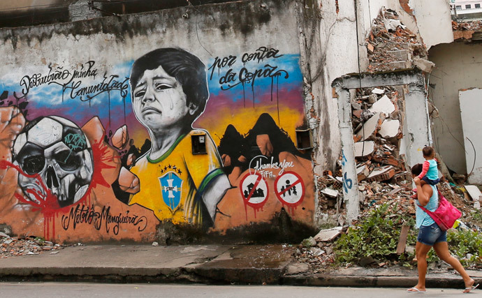 Graffiti wall, woman and child