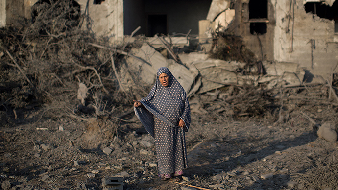 Palestinian woman in Gaza after military strike