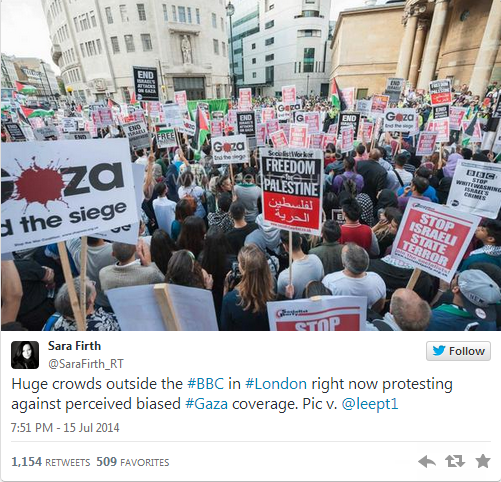 UK protests against BBC reporting gaza