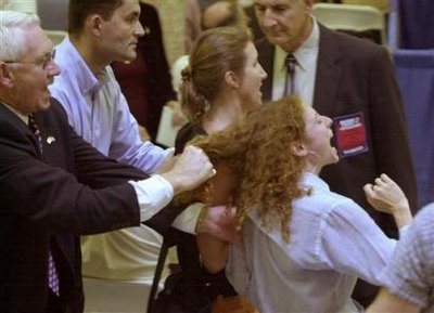 Bush supporters attacking questioners